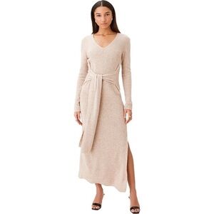 TOCCIN × RTR Stevie Tie Front Wool Cashmere Knit Sweater Midi Dress Tan S EUC